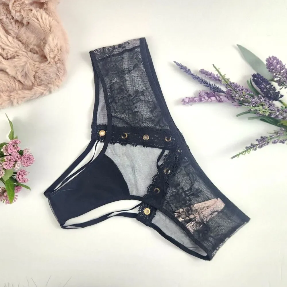 SMALL {Victoria's Secret} Black Open Back Cheeky Panty
